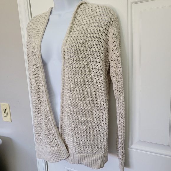 GAP Open Knit Open Hooded Cardigan Sweater Perfect Layering Ivory Size XS - Picture 2 of 7